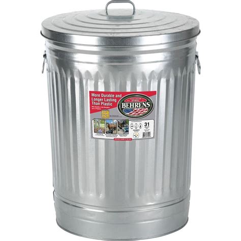 metal garbage bin with lid